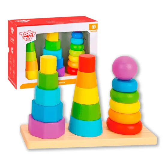 Juego Didáctico De Madera Tooky Toy Formas Apilables