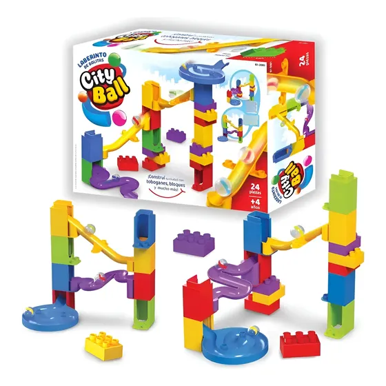 Laberinto De Bolitas City Ball 24 Pzs Con Bloques - Premium