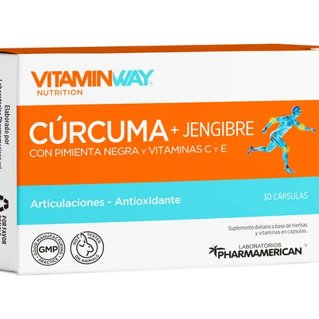Vitamin Way Cúrcuma + Jengibre Suplemento Articulaciones X30