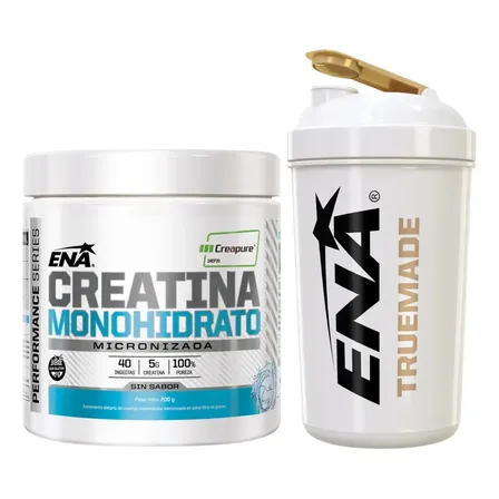 Pack Ena Creapure Creatina Pura X200 g + Vaso Shaker. Sabor Sin Sabor