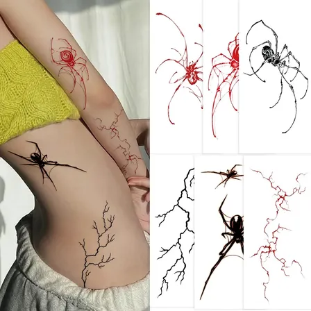 Tatuajes Temporarios Araña Halloween X6 Hojas Colorful Spider