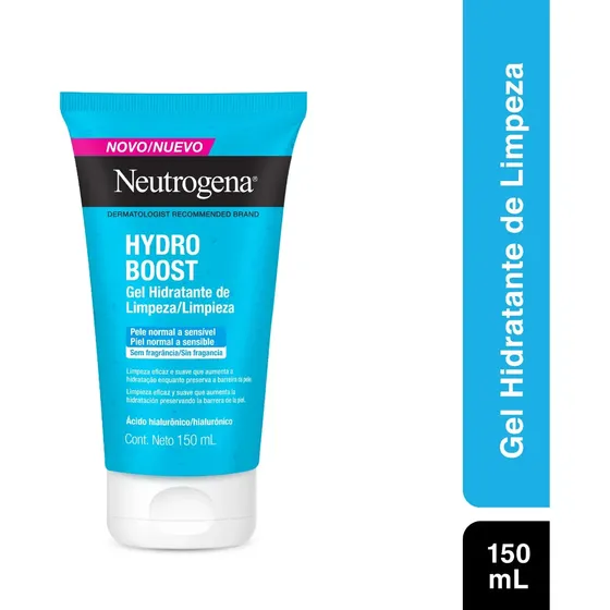 Gel limpiador hidratante Neutrogena Hydro Boost, 150 ml, para todo tipo de piel, día y noche