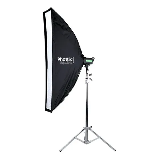 Softbox Strip 30x140cm Phottix Raja Montura Bowens Plegable con Grid