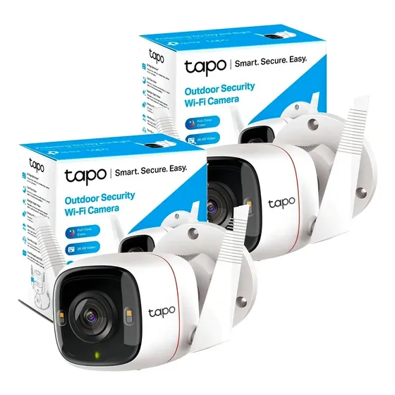 Kit 2 Camara Vigilancia Wifi Tp-link C320ws Exterior 2k Qhd Color Blanco
