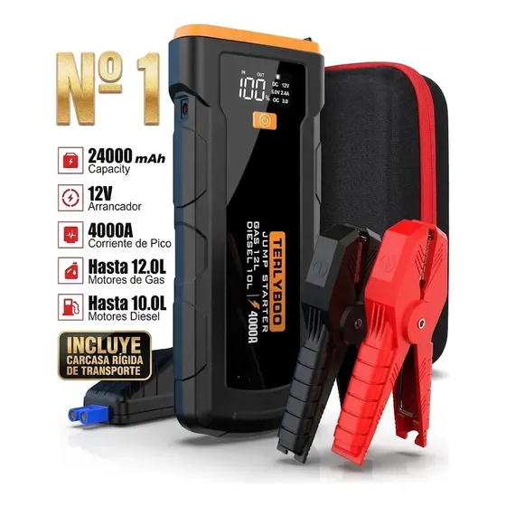 Arrancador Portátil TerlyBoo 24000mAh 12V para Autos y Camiones