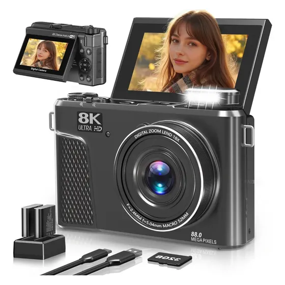 Cámara Digital 8k 88mp Wifi Cámara Vlogs Youtube 2x Batería