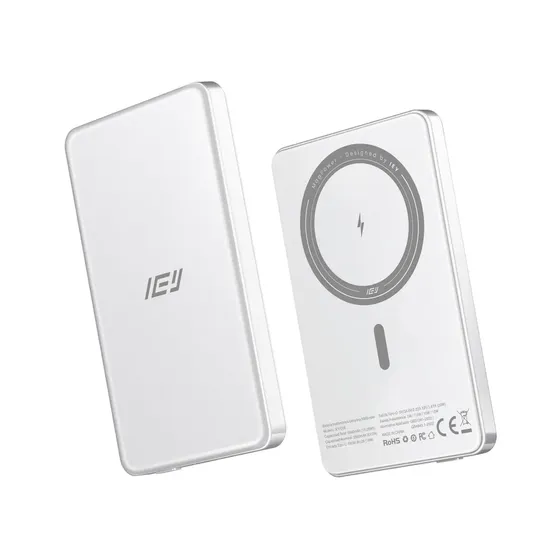 Power Bank Inalámbrico Iey® Magnético Pórtatil 5000 Mah 15w Color Blanco