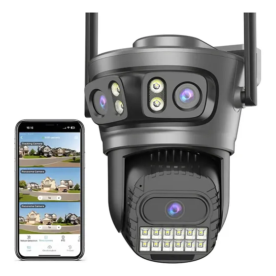 Cámara de Seguridad Exterior 15MP WiFi PTZ 5GHz/2.4GHz con Visión Nocturna y Audio Bidireccional