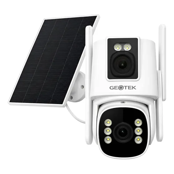 Camara Seguridad Solar Geotek 4g Doble Lente 8mp Domo Blanco