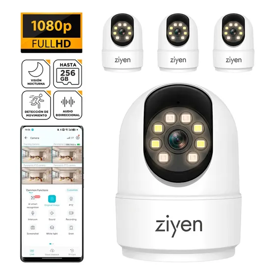 Kit X4 Cámara Seguridad Ziyen Zx9 Wifi Full Hd Interior