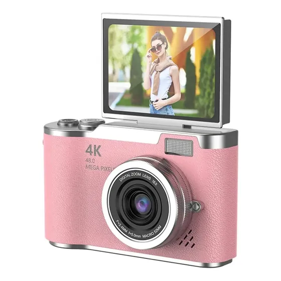 Cámara Digital Para Selfies 4k De 48 Mp Con Filtro De Bellez Rosa