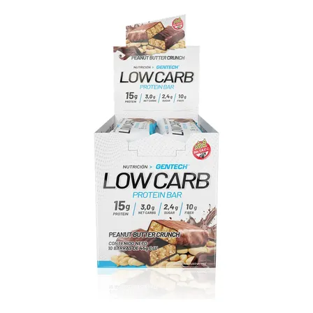 Barra de proteína Gentech Nutrición Low Carb sabor Peanut butter crunch x 45g 10 un