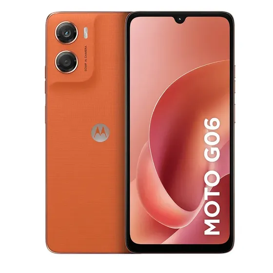 Smartphone Motorola Moto G06, 256 GB, 12 GB (4 GB de Ram + 8 GB de Ram Boost) y cámara de 50 MP con batería Ai de 5200 mAh, pantalla de 6,9 pulgadas, naranja