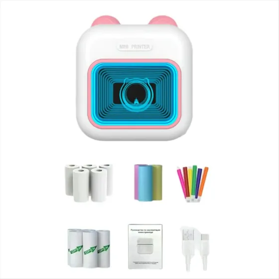 Mini Impresora De Pegatinas Con Luz Rgb, Bluetooth, Bolsillo