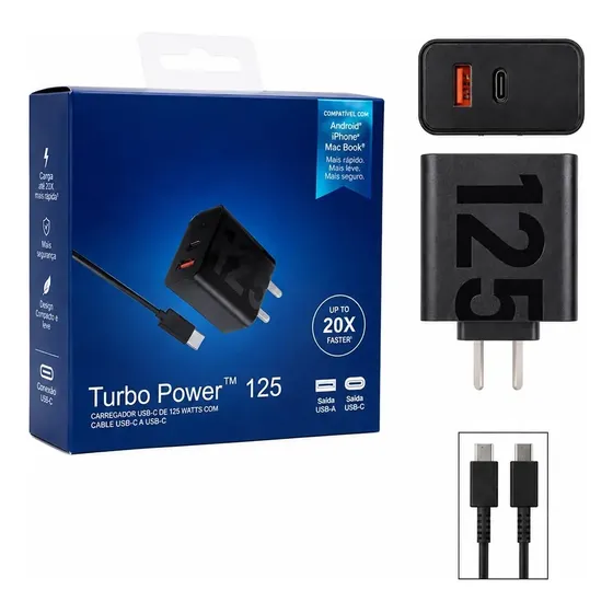 Cargador 125w Duo Usb-c Y Usb-a Carga Rapida Para Motorola
