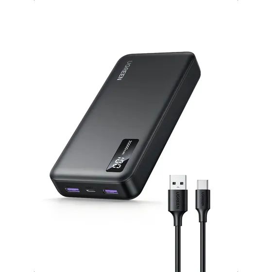 Cargador Portatil 22w Ugreen - Power Bank 20000mAh Carga Rapida - USB C + USB A - Recarga Bateria Para Celular Iphone / Samsung / Auriculares / PC / Smartwatch - PB312-25683