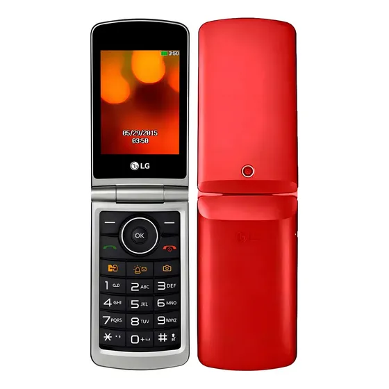 Teléfono móvil LG Flip G360 4G de doble chip para personas mayores con botón de sonido Big Alt, color rojo