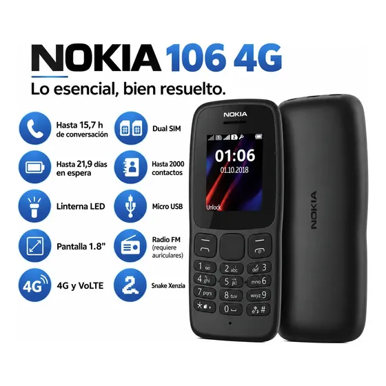 Telefono Basico 4g Dual Sim Radio Fm Linterna Teclas Grandes